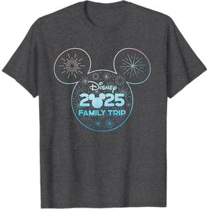 Disney Mickey Mouse Icon Fireworks Vacation Family Trip 2025 T-Shirt Small