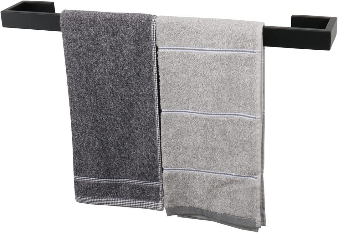 TocTen Bath Towel Rack - Square Base Thicken SUS304 Stainless Steel Towel Bar for Bathroom, Bathroom Bar Accessories Towel Rod Heavy Duty Wall Mounted Towel Holder (Matte Black, 20 Inch)
