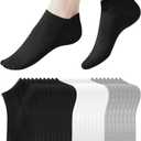 14 Pairs Thin Womens Ankle Socks, Running Low Cut Short Athletic Pack of Socks for Men (5-9, 5 Black+5 White+4 Grey)