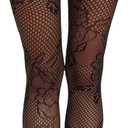 Verdusa Women's Fishnet Stockings Tights High Waist Lace Suspender Pantyhose Cut Out Black one-size