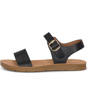 Kid's  Single Band Strappy Ankle Buckle Fashion Flat Sandals, Size 5