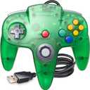 KIWITATA Classic N64 USB Controller, N64 Remote Wired USB Game Joystick Controller for Windows PC & MAC & Raspberry Pi Clear Green