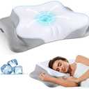 Cervical Neck Pillow - Cooling Ergonomic Neck Support Pillow for Sleeping, Orthopedic Contour Memory Foam Pillows for Side, Back & Stomach Sleepers with Pillowcase