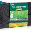 Flat Soaker Hose 50 FT for Garden Beds, 50Ft 1/2" Linkable Consistent Drip Irrigation Hose Save 80% Water, Leakproof Heavy Duty Double Layer Sprinkler Hose