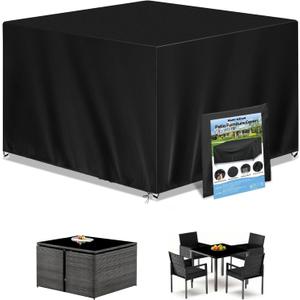 Outdoor Table Cover, Patio Furniture Covers Waterproof, 420D Rectangular Outdoor Couch Cover - Lawn Patio Covers for Outside Sofa, Dining Table Chairs Sets (55" L x 55" W x 35" H)
