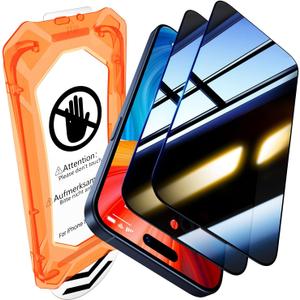 UniqueMe for iPhone 15 Pro Max Privacy Screen Protector - [Military Grade Shatterproof & 9H+ Hardness] Privacy Screen 15 Pro Max Tempered Glass Full Coverage,Easy to install, 2 Packs (Black)