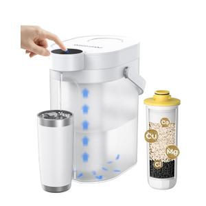 Waterdrop Rechargeable Water Filter Dispenser, 5-Stage Long-Life Instant Electric Powerful Pitcher, Reduce 70+ Contaminants, Soften Water, 15-Cup Countertop Water Filtration System, NOT Reduce TDS