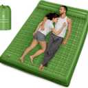QPAU Camping Sleeping Pad, 2 Person Camping Mat, Enhanced Support for Healthy Comfort Sleep, with Built-in Foot Pump, 4.7 Inch Durable Sleeping Mattress, Hiking, Backpacking and Home - Green-1