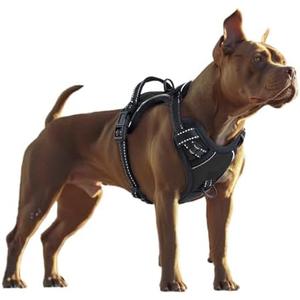 wuffie Dog Harness, Adjustable Soft Padded Dog Vest with Handle Adjustable, no-Pull, Comfortable, Safety Vest for Small, Medium, Large Size Dogs (Black, Large)