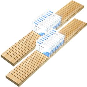 Glenmal 2 Pcs Wooden Name Badge Holder ID Badge Tray Organizer ID Tag Name Badge Organizer Name Tag Holders ID Card Sign Tag Decor Supplies for Office Business(23.6 x 3.5 x 0.8 Inch,Natural Color)