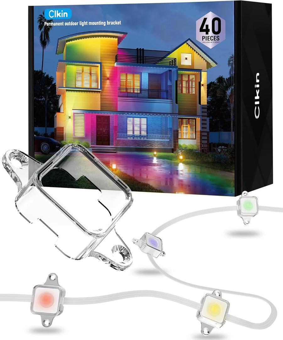 Light Clips for Govee Outdoor Lights (Model H705 ABCDEF) It is an Ideal Solution to Replace 3M Adhesive Tape. Easy to Install, it Comes with 40 Brackets and 80 Screws