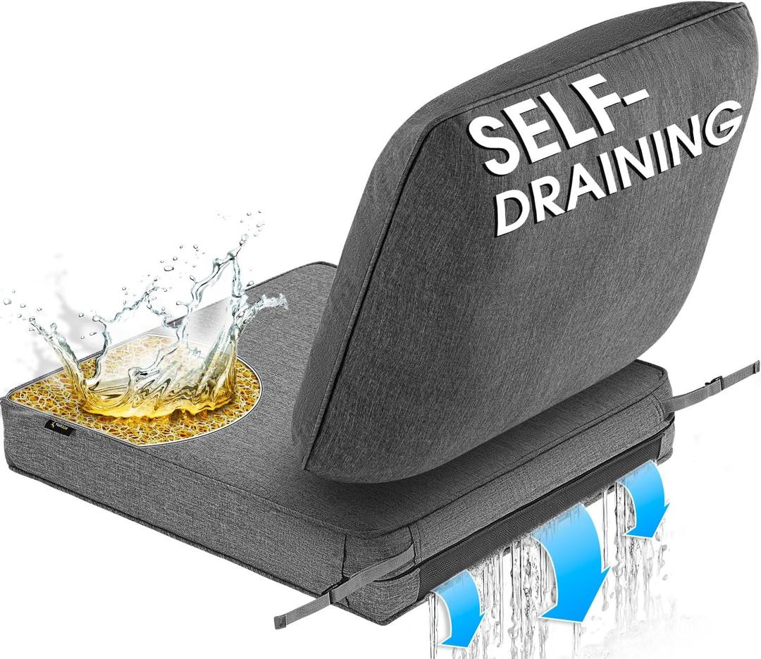 SUNROX Outdoor Chair Cushions Waterproof & FadeShield Patio Furniture Cushions, All-Weather Quick-dry Deep Seat Cushions with DryMesh Drainage Replacement Cushion for Sofa 22x24 Inch, Heather Charcoal