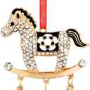 SICOHOME Babys First Christmas Ornament 2025 - Rocking Horse Christmas Ornament with Rhinestones Newborn Baby 1st Christmas Ornament Girl Boy for Son Daughter Grandson Granddaughter - White