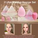 21 pcs Beauty blender Makeup Sponge Bulk:Blender Sponges 21 Pcs for Liquid, Cream, and Powder, Multi-colored Pink make up sponges for foundation