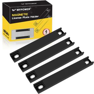 4 Pack License Plate Magnet, Premium Rubber Coated Magnetic License Plate Holder, Black Dealership Demo Tag Test Drives Temp Holder for Car Dealer Magnet License Plate, No Scratch for Car