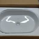 Oval Bathroom Sink Above Counter, OCEALAGOON 19 x 12 White Porcelain Vessel Sink, Modern Vanity Bowl Sink, Art Ceramic Wash Basin