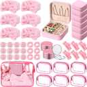 Suncalla 96 Pcs Spa Party Favors Sleepover Party Supplies Bow Headband Wristband Scrunchies Hair Clip Jewelry Case Makeup Bag Mirror for Women Bridesmaid Gifts Graduation Gift (Pink)