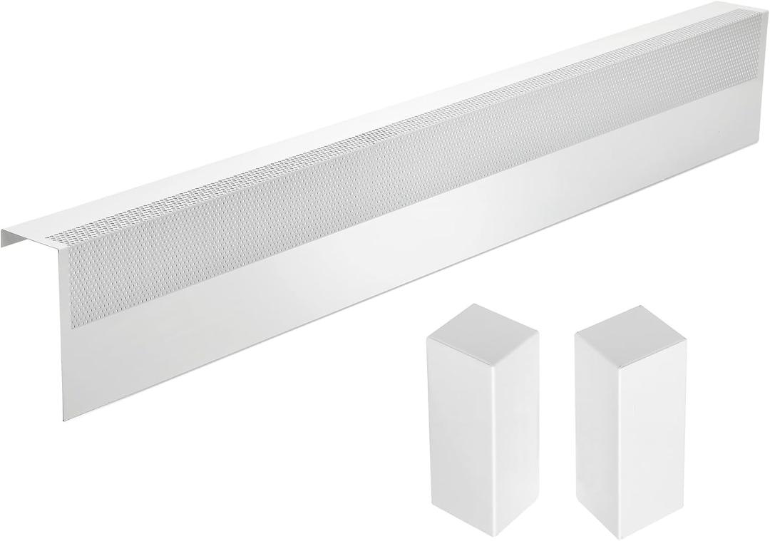 Upgraded 4 FT Baseboard Heater Cover with Left and Right Endcaps, Galvanized Steel Easy Slip-On Heater Cover for Replacing Old and Rusty Looking Electric and Hydronic Base board Heat Covers