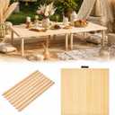 48"x24" Boho Wooden Picnic Table, Portable Wood Picnic Desk,Solid Wood Picnic Table, Boho Low Picnic Floor Desk for Beach, Camping, Backyard, Floor Seating