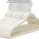HOUSE DAY Ivory Velvet Hangers 50 Pack - Non Slip Felt Hangers Closet Essentials, Premium Space Saving Hanger, Gentle on Clothes, Sturdy Shoulder Design