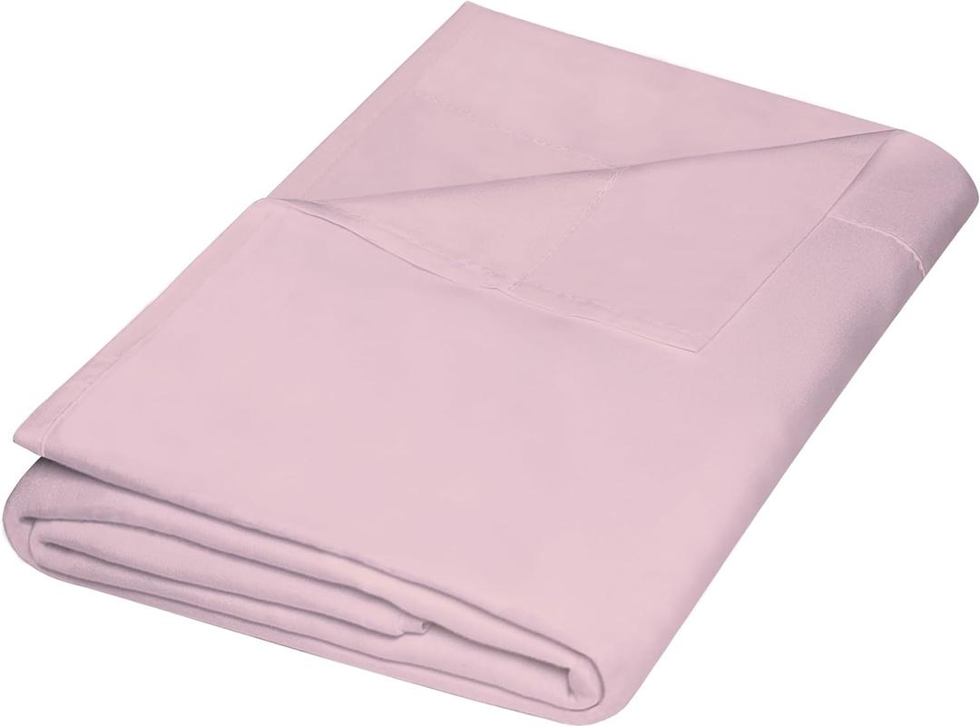 ZPECC Twin Flat Sheet Only 1 Pack, Durable Pink Top Bed Sheets Hypoallergenic Soft Brushed Microfiber Color-Coded Label, 66"x96"