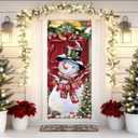 Christmas Snowman Door Cover Decorations, Winter Xmas Cardinal Snowman Tree Doorway Door Curtains Banners Backdrop Photography Decor for Winter Holiday Party Indoor Outdoor, 35 * 79 Inch