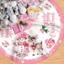 Pink Christmas Tree Skirt Merry Christmas Decoration Snowman Decoration 48 Inch Tree Skirt for Festival Party Decor Indoor Outdoor