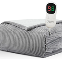 Homemate Heated Blanket Electric Throw - 50\"x60\" Heating Blanket Throw 1/2/4/6/8 Hours Auto-Off 10 Heat Levels Over-Heat Protection Soft Flannel Sherpa Heater ETL Certification 50-60Inch