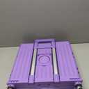 Folding Utility Cart Portable Rolling Crate Handcart Shopping Trolley Collapsible Tool Box, with Lid, Basket on 4 Rotate Wheels, for Grocery, Shopping, Office, Storage, Teacher (Purple)