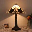 Tiffany Style Table Lamp,Black Cat Stained Glass Lamp,12x12x22 Inche Resin Base Antique Bronze Finish Decorative Desk Night Light for Bedroom Living Room