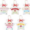 Eaasty 5 Pcs Thank You Gifts for Women Teacher Preschool Daycare Teacher Appreciation Gifts Ceramic Round Heart Thank You Plaque for Teachers Week Gift Office Desk Decoration(Star Style)