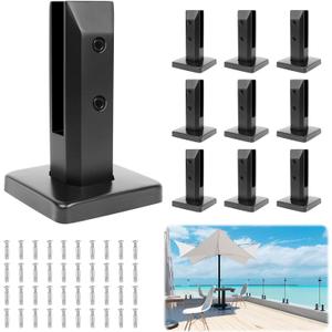 LukLoy 10 Pack Glass Railing Spigot 960g Heavy Duty 316 Stainless Steel Black Glass Pool Fence Railing Post Clamps for Home Garden Stairs Balustrade Balcony