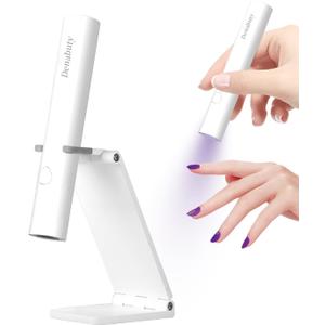 UV Light for Gel Nails, Denabuty Mini U V LED Nail Lamp Handheld with Stand, Portable Nail Dryer Rechargeable USB Cordless, Nail Light with 2 Timers for Fast Drying (White)