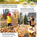 Garden Rake for Leaves: 18 Wide Metal Leaf Rake, 65 Long Adjustable Handle, Heavy Duty 25 Teeth, Fast Kids Women Large Lawn Yard Garden Leaf Cleanup Gardening Rakes: Grass,Debris,Pine Needles Pick