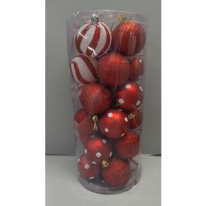 24Pcs Christmas Balls Ornaments Red White Ornaments 2.36 Inch Polka Dots Stripes Christmas Tree Decorations Shatterproof Peppermint Candy Cane Xmas Baubles for Tree Home Wreath Party Decor