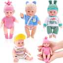 7 Inch Mini Baby Mini Reborn Doll Vinyl Full Body Lifelike Dolls Baby with Weighted Cloth Reborn Gift Set for Kids, Gifts for Christmas Kids (4 Pcs, Summer)