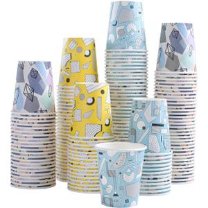 Lamosi 5 oz Paper Cups 300 Pack, Small Paper Cups, 5 oz Disposable Bathroom Cup for Mouthwash, Parties, Picnics and Barbecues (Geometry)