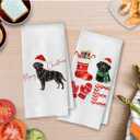 Christmas Black Lab Decor - Labrador Retriever Gifts Waffle Decorative Kitchen Towels, Christmas Black Lab Dish Towels, Labrador Gifts Hand Tea Towel, 16x24 Inches Set of 2