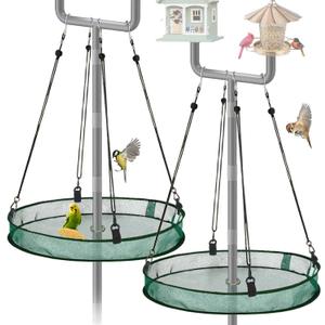 2 Pack Seed Catcher Tray for Outdoor Pole Mounted Bird Feeders, 20'' Hanging Bird Feeder Seed Catcher Platform with Holes Fits 1'' Pole, for Hummingbird Bee Feeder Outdoor Garden(with Holes)