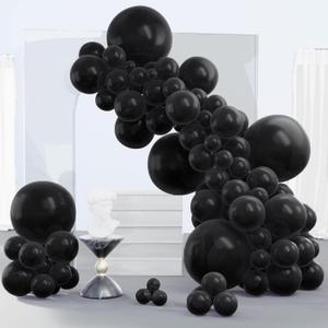 PartyWoo Black Balloons 140 pcs Different Sizes of 18 12 10 5 Inch Black Balloons Arch Kit Garland for Baby Shower Birthday Graduation Casino Gaming Anniversary Retirement Party Decorations Black-Y18