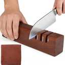 3-Stage Knife Sharpener, Carborundum+Ceramic+Tungsten Steel, 8.3"x1.6"x2" Professional Chef & Pocket Knife Sharpener with Premium Cleaning Cloth, Non-Slip Base, Universal for Kitchen/Outdoor Knives