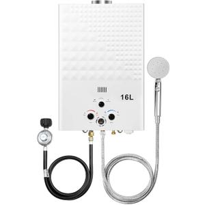 Tankless Water Heater Propane 4.21GPM 16L Outdoor Portable GasHot Water Heater Instant Propane Water Heater with Digital Display Multi-Protection for Camping Trips Boat Cabins