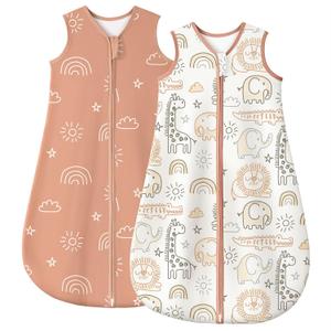 Yoofoss Baby Sleep Sack 6-12 Months TOG 1.0 Baby Wearable Blanket, 2 Pack 100% Organic Cotton Infant Toddler Sleeping Sack 2-Way Zipper Lightweight Sleep Sack (Medium)