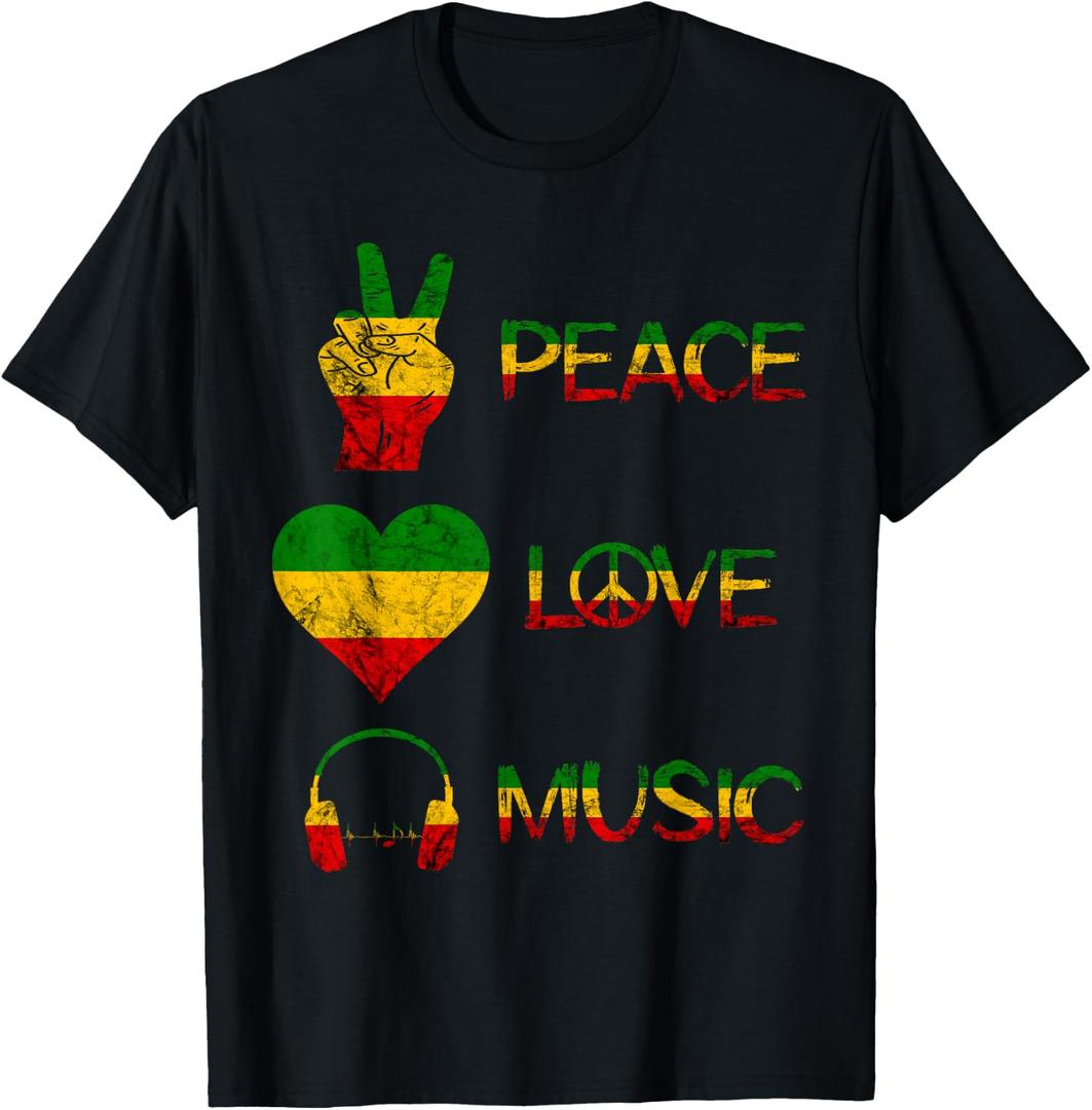 Love Peace Music Rasta Reggae Rastafari Roots Reggae Pride T-Shirt 2XL