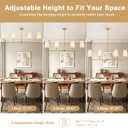 47.6" Large Linear Pendant Light, 4-Light Kitchen Island Lighting with White Linen Shades, Modern Matte Gold Farmhouse Chandelier for Dining Room Over Table, Sloped Ceiling Adaptable, 47.63" x 4.72"