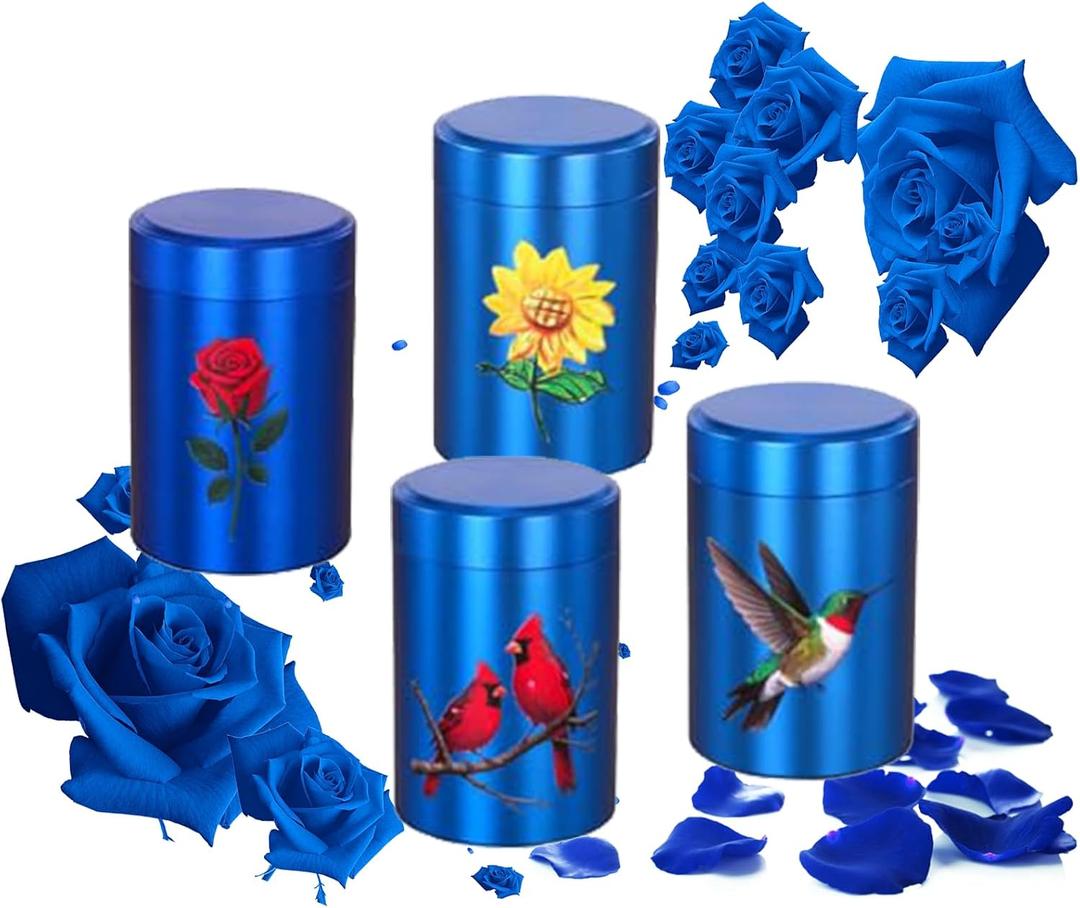 Small Urn for Human Ashes Adult, Set of 4 2.6Inch High Aluminium Mini Urns, Memorial urn Funeral Cremation Urns,Keepsake urns for Family & Loved Ones-My Mind Still Talks to You(A+B+C+D)