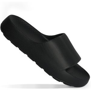 Shondo Pillow Slippers for Women and Men - Non-Slip Cloud Slides EVA Foam, Soft, Lightweight, Quick Drying Shower Sandals, Comfortable Indoor Outdoor Bathroom Sandals - UltraGrip Technology, Cushion Arch Support (7-8 Women/5-6 Men, Black)