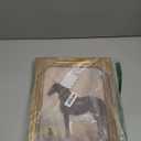 Vintage Gold Framed Horse Wall Art Horse and Dog Canvas Wall Decor Retro Rustic Farmhouse Animal Picture Rustic Horses Poster Artwork for Home Living Bedroom Farmhouse Hallway 12x16in