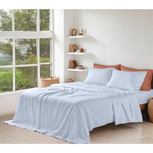 RUVANTI 100% Organic Cotton Sheets Twin Size, Percale Weave, GOTS Certified, 3-Piece Set, Deep Pocket 15", Crisp & Breathable, Soft Durable Bedding
