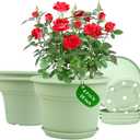 Pottiffe 16 inch Plastic-Flower-Pot-for-Indoor-Plants, 4 Pack Large Outdoor Planter Pot with Drainage Holes & Saucers, Resin Decorative Garden Pots Planters
